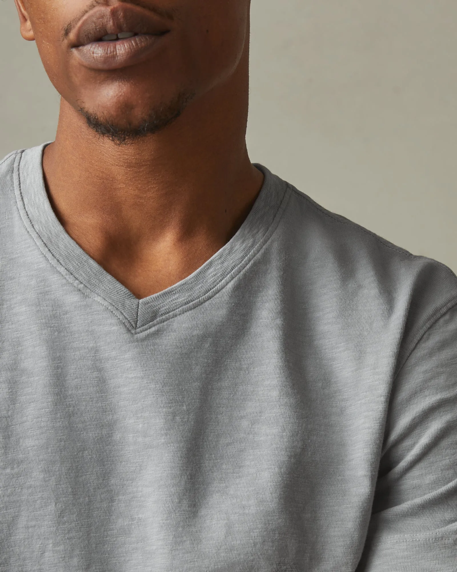 Premium Slub V-Neck Tee - Silver Sage