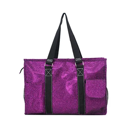 Purple Glitter NGIL Zippered Lined Caddy Organizer Tote Bag