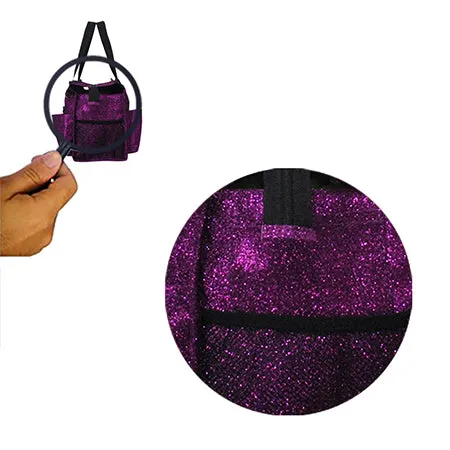 Purple Glitter NGIL Zippered Lined Caddy Organizer Tote Bag