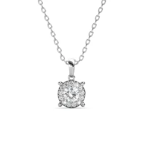 Raylee Brilliant 18k White Gold Plated Halo Pendant Necklace with Swarovski Crystals