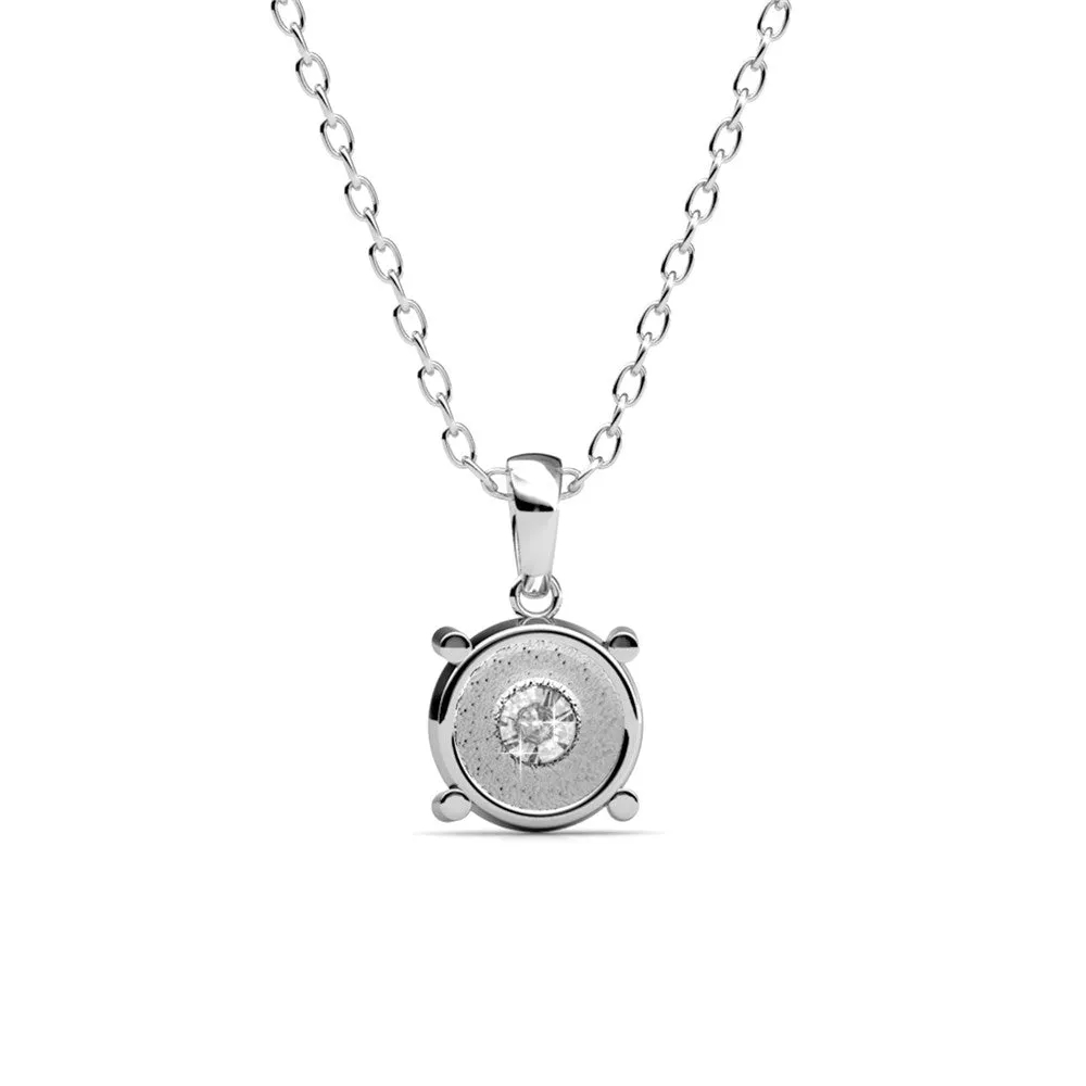 Raylee Brilliant 18k White Gold Plated Halo Pendant Necklace with Swarovski Crystals