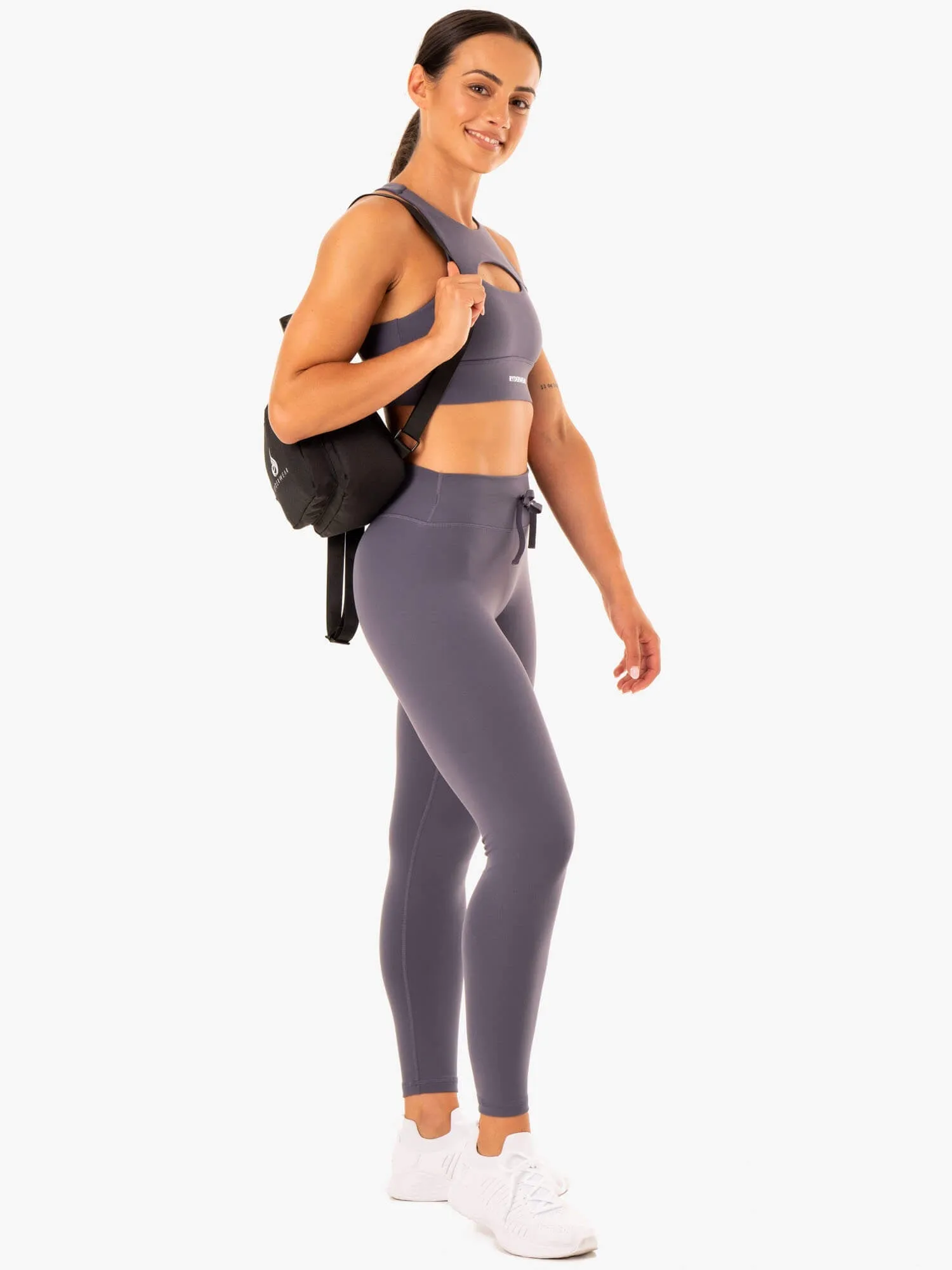 Replay Cut Out Sports Bra - Charcoal