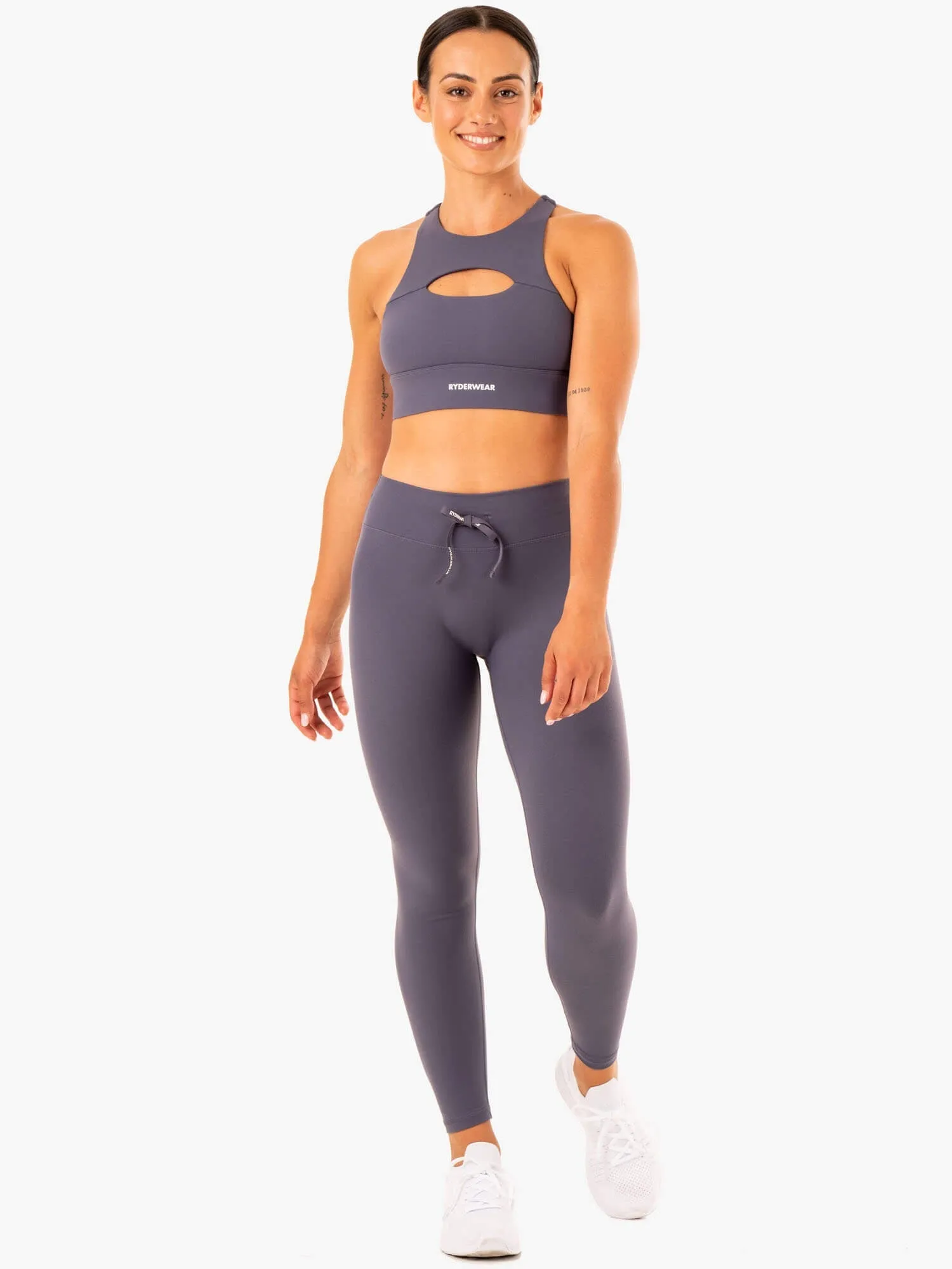 Replay Cut Out Sports Bra - Charcoal