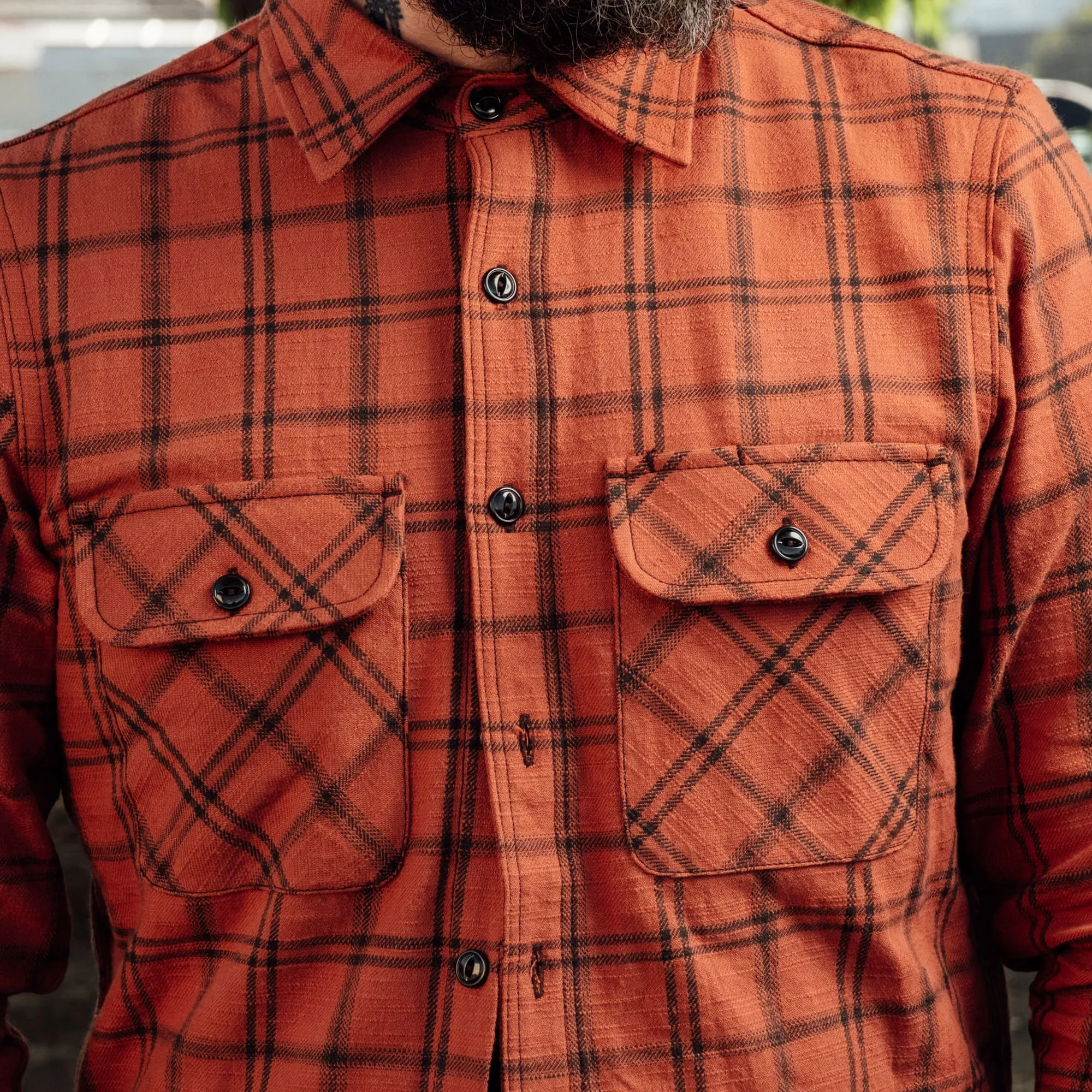 Rogue Territory Field Shirt Faded Rust Slub Plaid