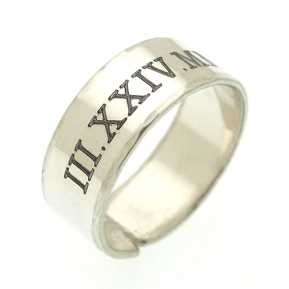 Roman Numeral Band Ring for men