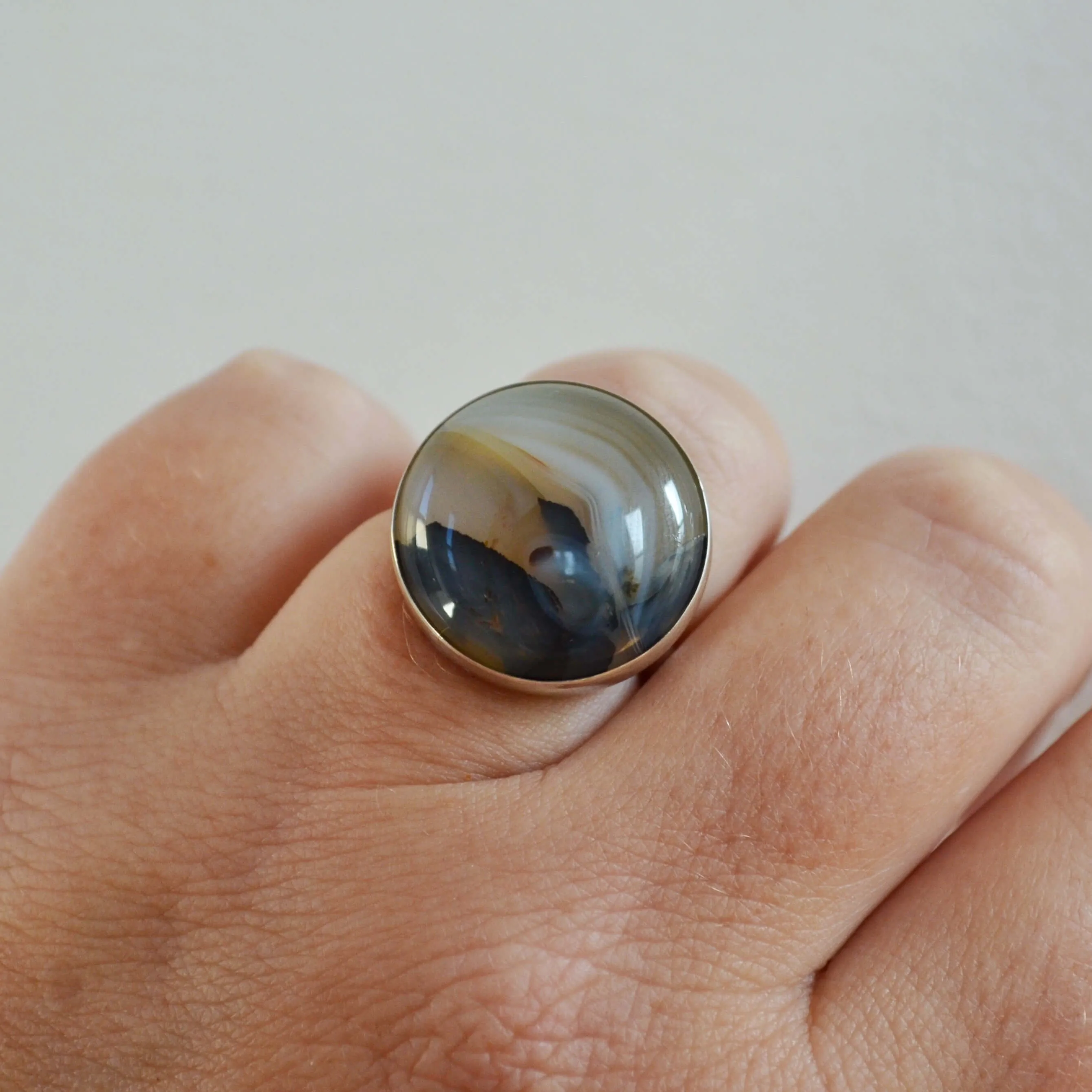 Round Montana Agate Ring, One of a Kind