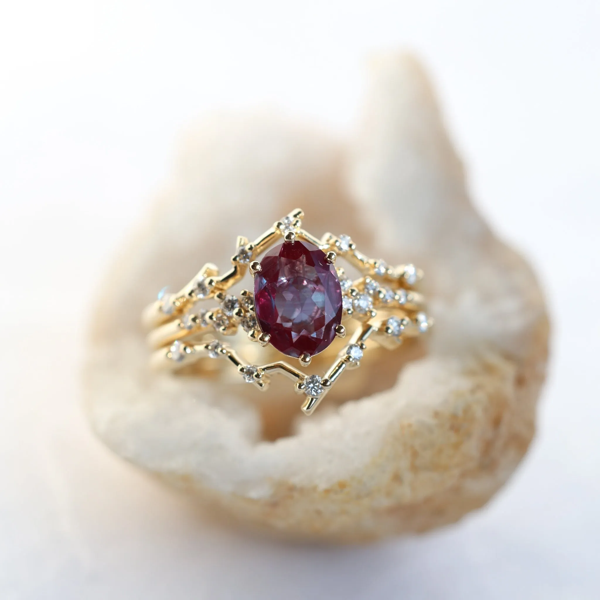 Rumi Oval Alexandrite Ring Set