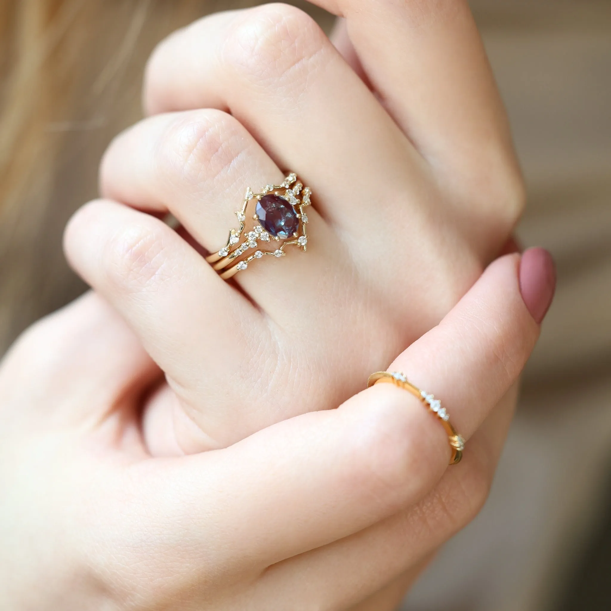 Rumi Oval Alexandrite Ring Set