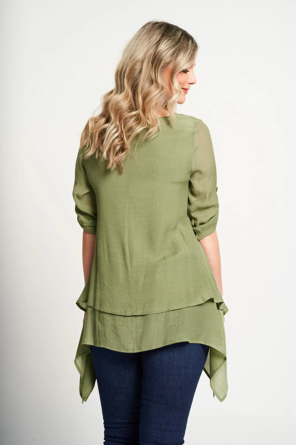 Saloos A-Line Layered Tunic Top with Necklace