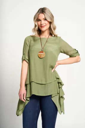 Saloos A-Line Layered Tunic Top with Necklace