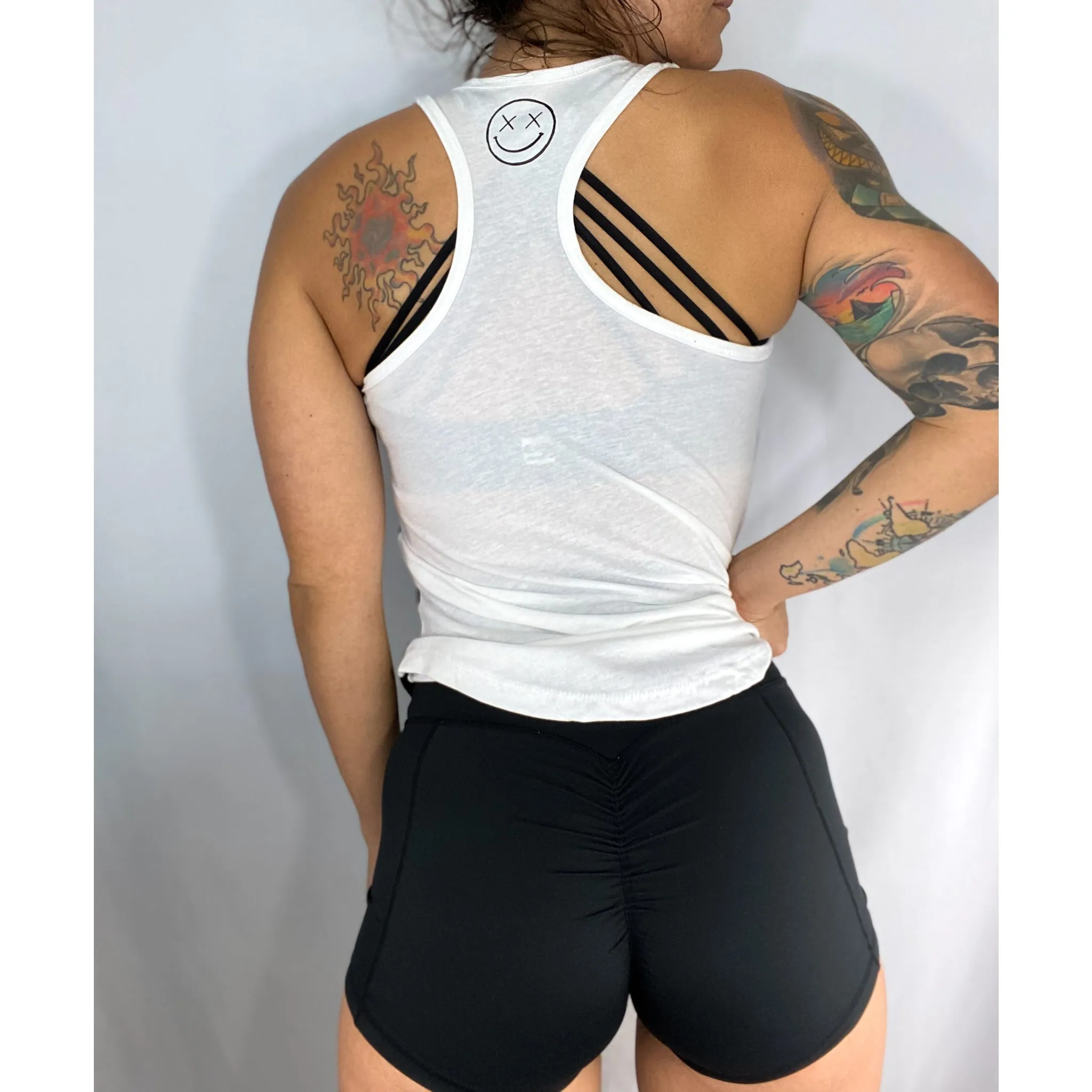 Salty Savage Ladies "Messy Bun" Two Tone Racerback Tank | Black/White