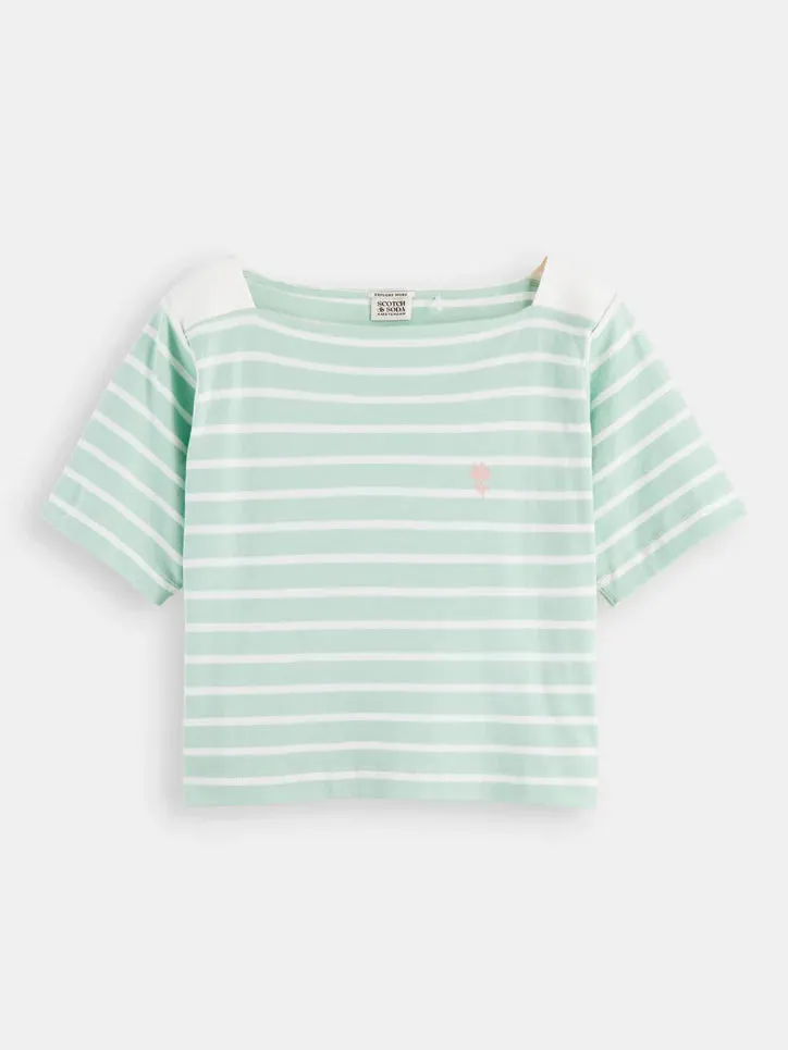 Scotch & Soda Breton Stripe Boat Neck T-Shirt