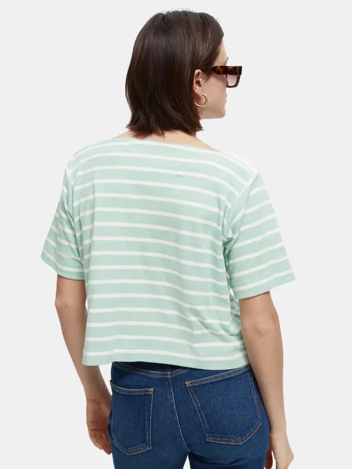 Scotch & Soda Breton Stripe Boat Neck T-Shirt