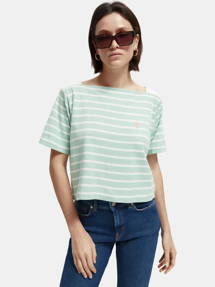 Scotch & Soda Breton Stripe Boat Neck T-Shirt