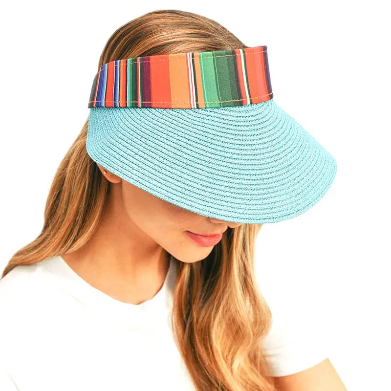 Serape Straw Visor Sun Hat