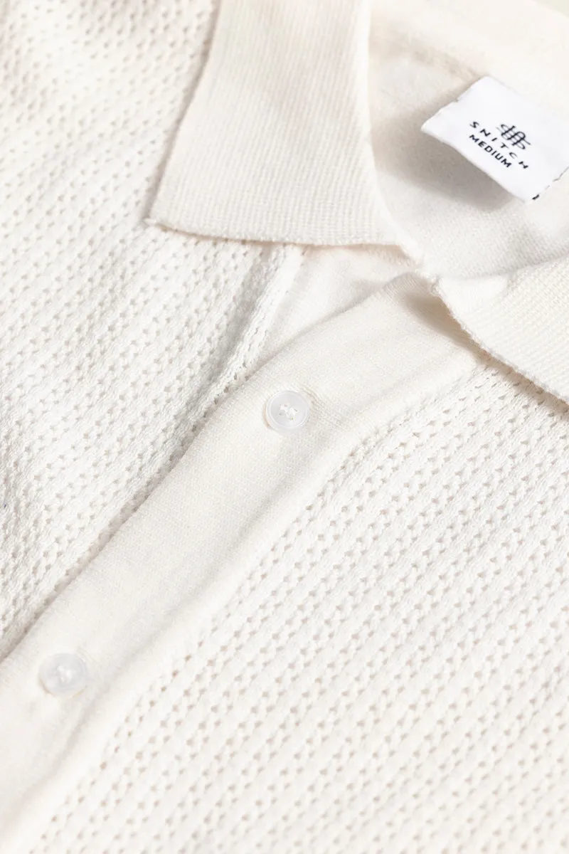 Serene Knit Elegance White Shirt