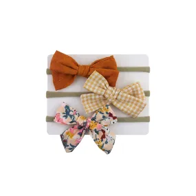 Set of 3 Small Baby Bows 2 Plain & 1 Print/Pattern #1