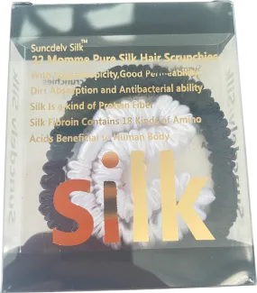 SILK. Set Of 2 Black/white Pure Silk Hair Scrunchies BNIB