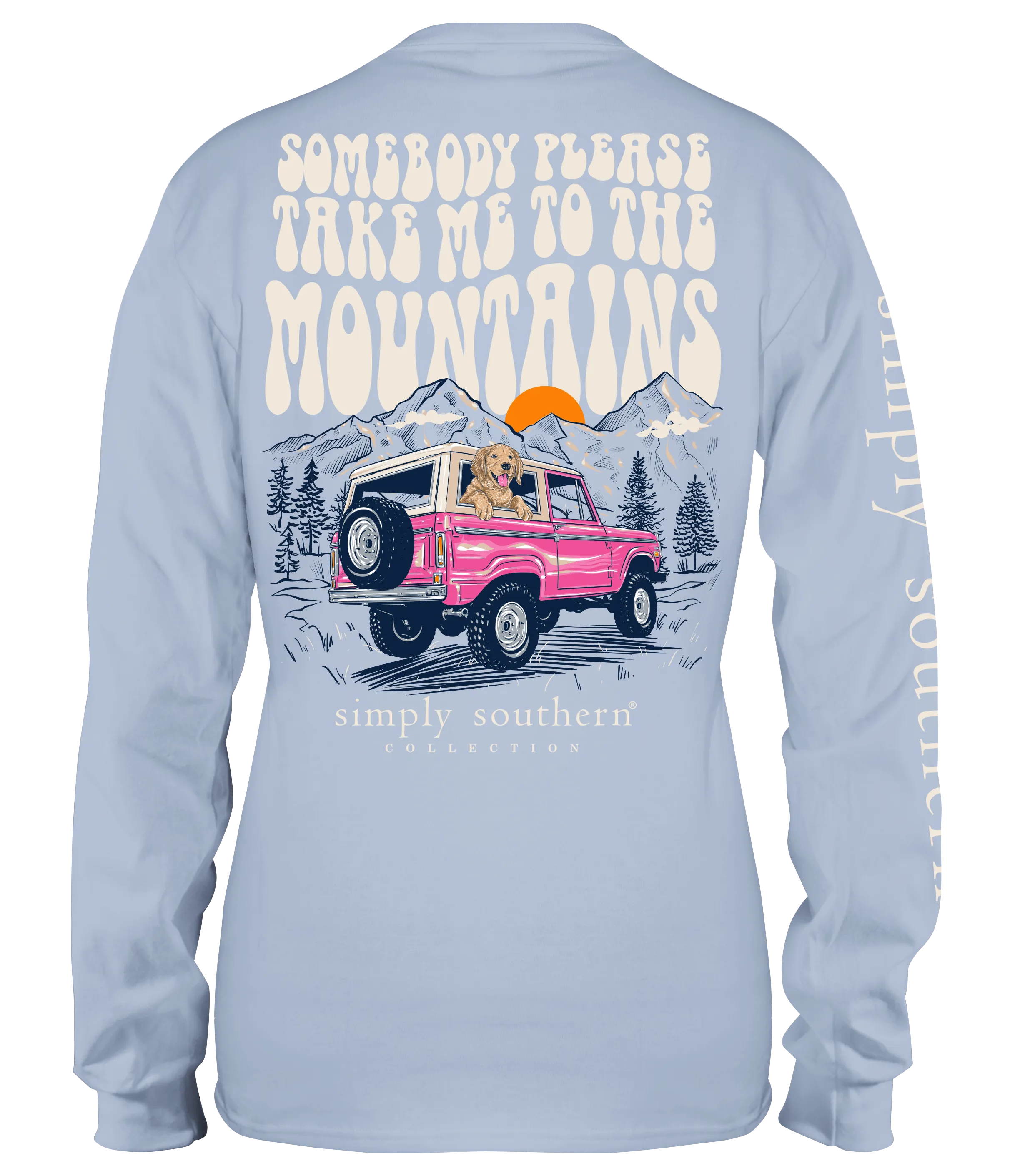 Simply Southern 100% Cotton Long Sleeve T-Shirt - 'Someone Please Take Me to the Mountains' with Scenic Design