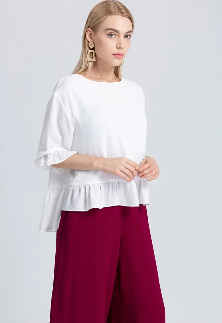 Single Color Uneven Hem Top