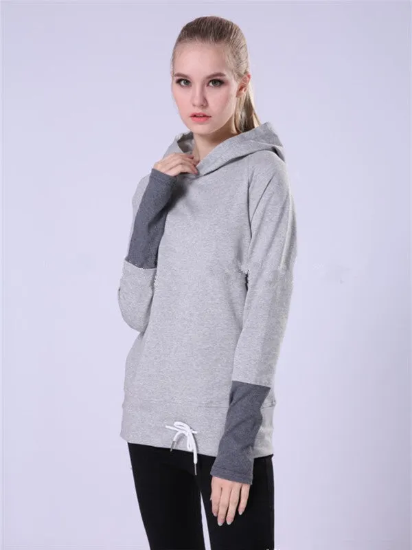 Sleeve Spliced Lacing Front Sweatshirt