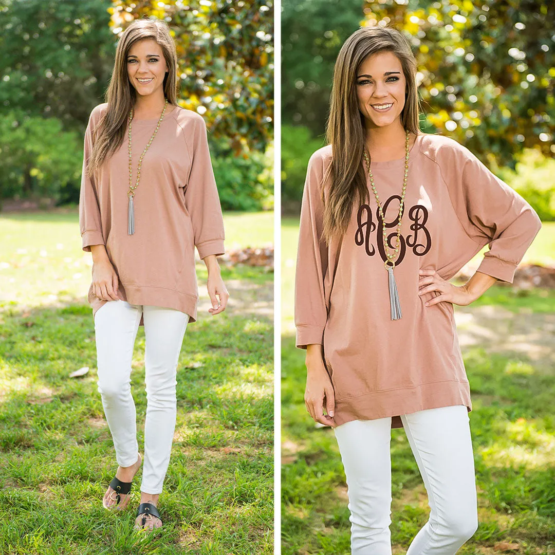 Slouchy Dolman Taupe Brown Tunic