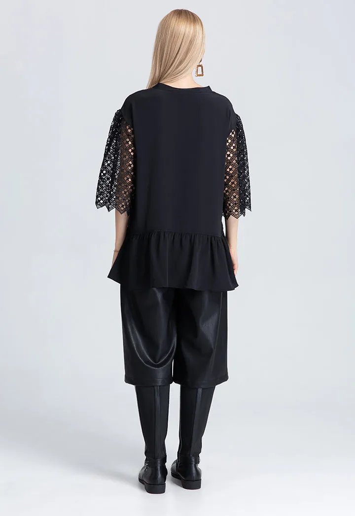 Solid Net Sleeve Top