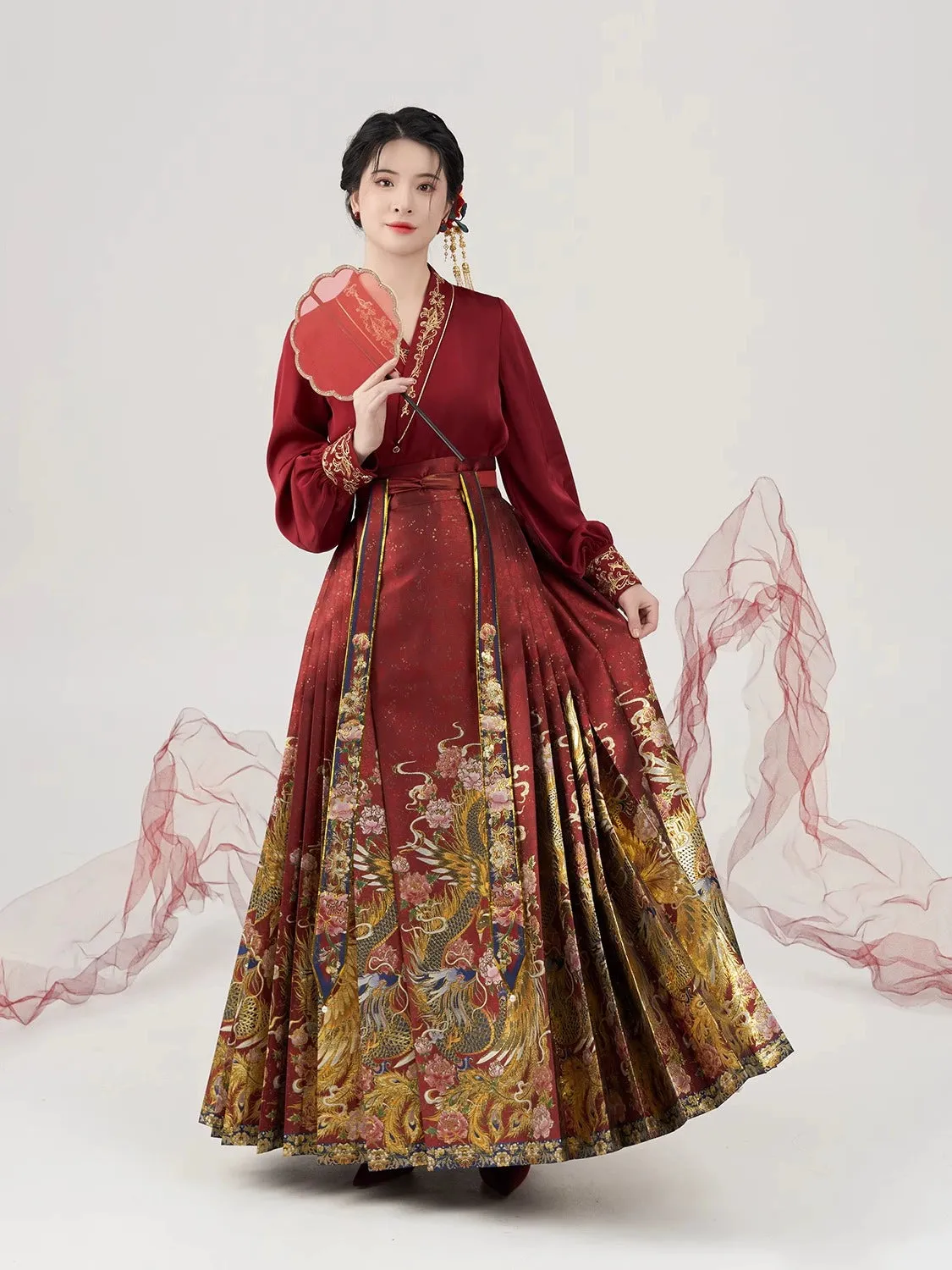 Song-Ming Dynasties, Modern Hanfu, Bridal and Tea Ceremony Gown, Silk Phoenix 锦凤 (Preorder)