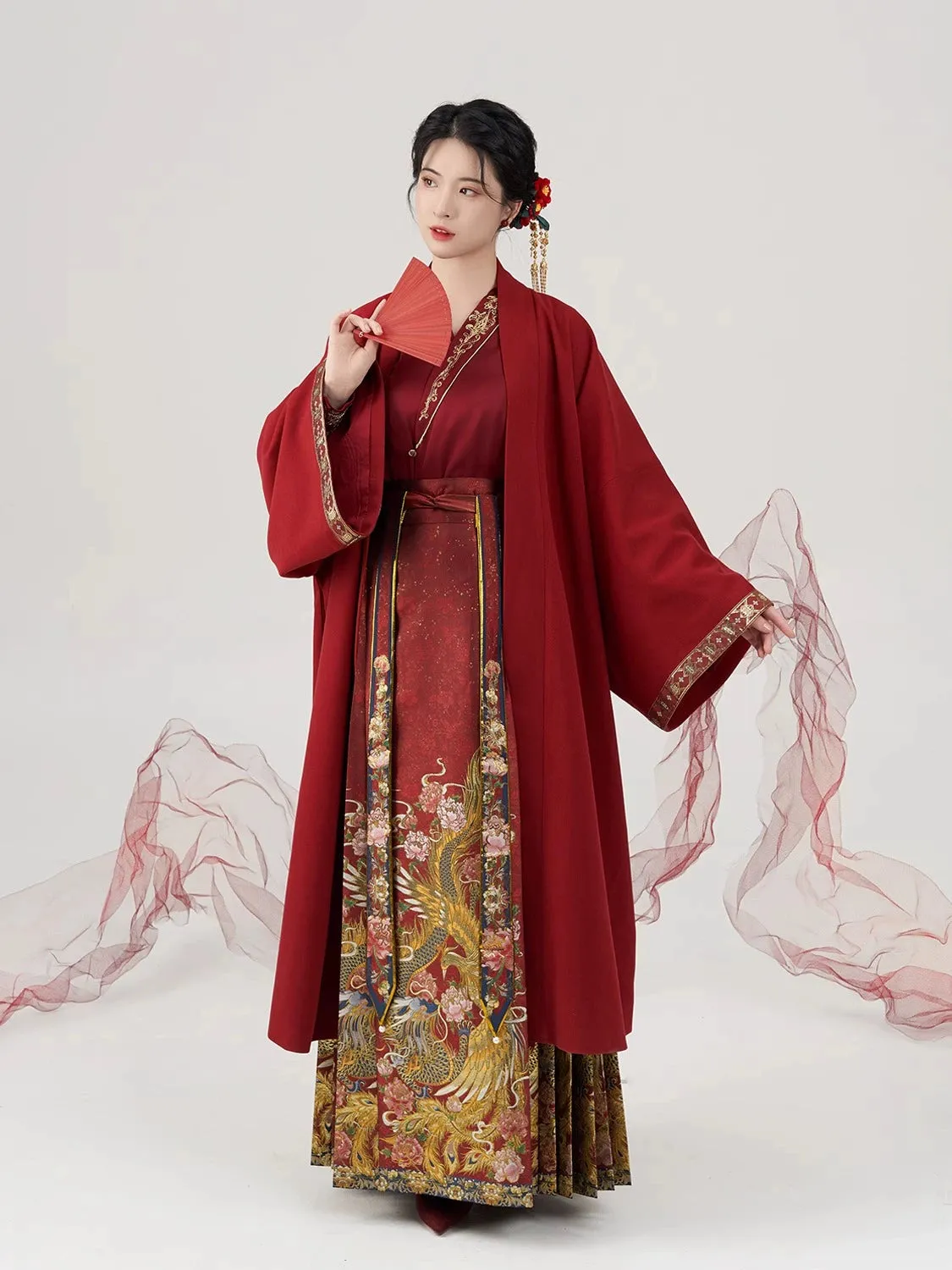 Song-Ming Dynasties, Modern Hanfu, Bridal and Tea Ceremony Gown, Silk Phoenix 锦凤 (Preorder)