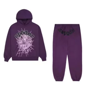 Sp5der OG Web Hoodie Grape Full Set