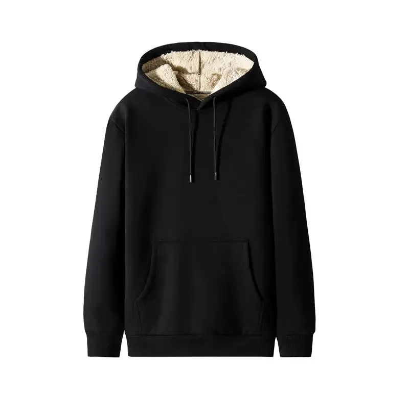 Stay Stylish and Warm with our Casual Fleece-Lined Hoodie!