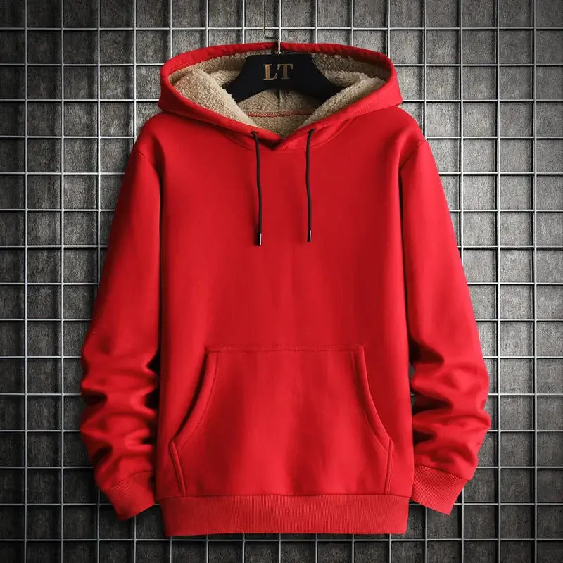 Stay Stylish and Warm with our Casual Fleece-Lined Hoodie!