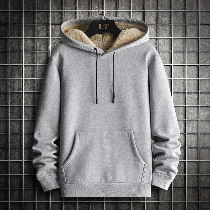 Stay Stylish and Warm with our Casual Fleece-Lined Hoodie!