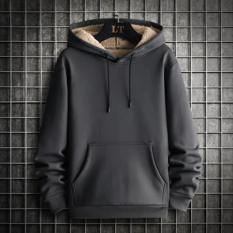 Stay Stylish and Warm with our Casual Fleece-Lined Hoodie!