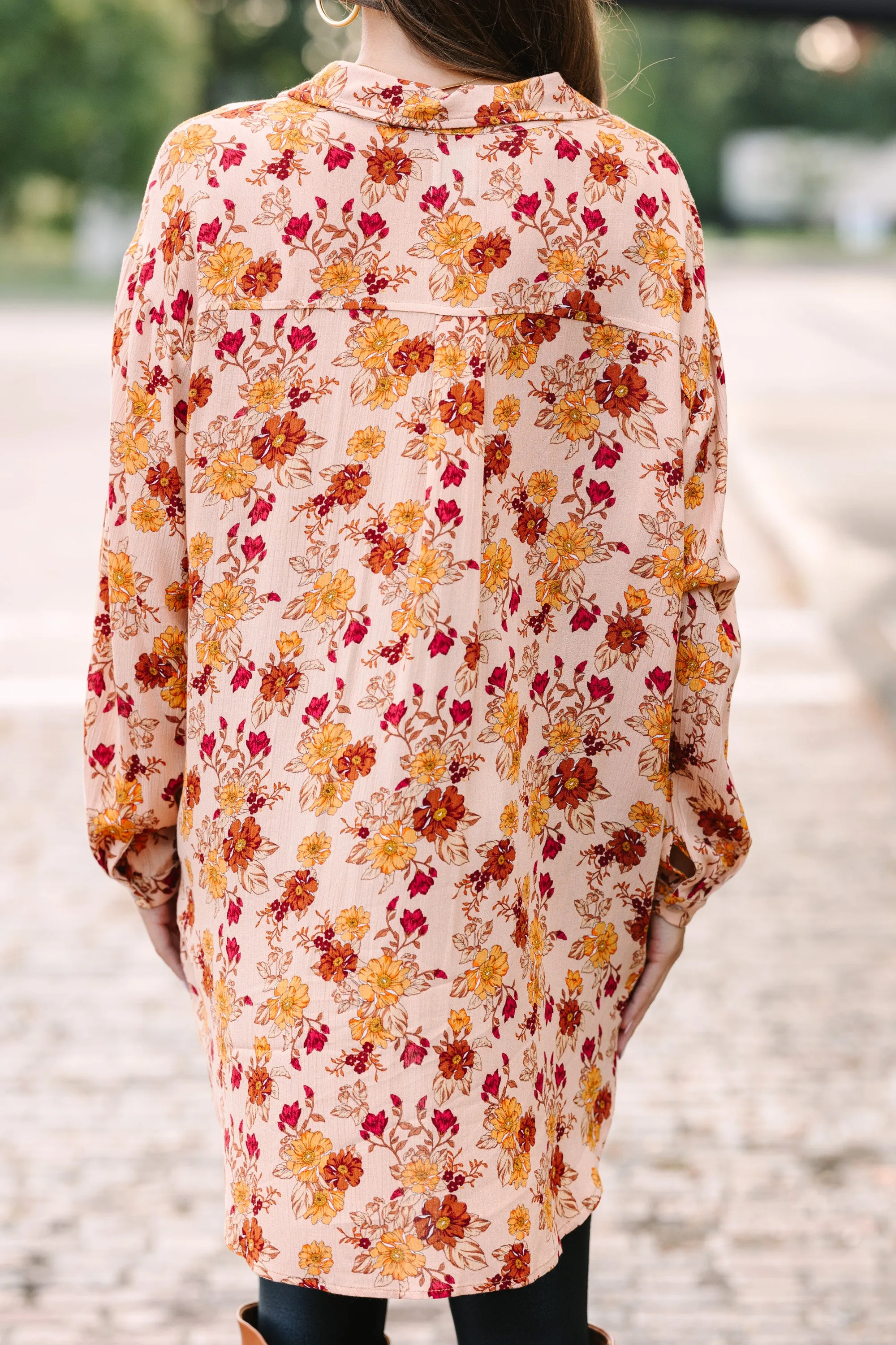 Taking Care Of You Peach Pink Floral Tunic