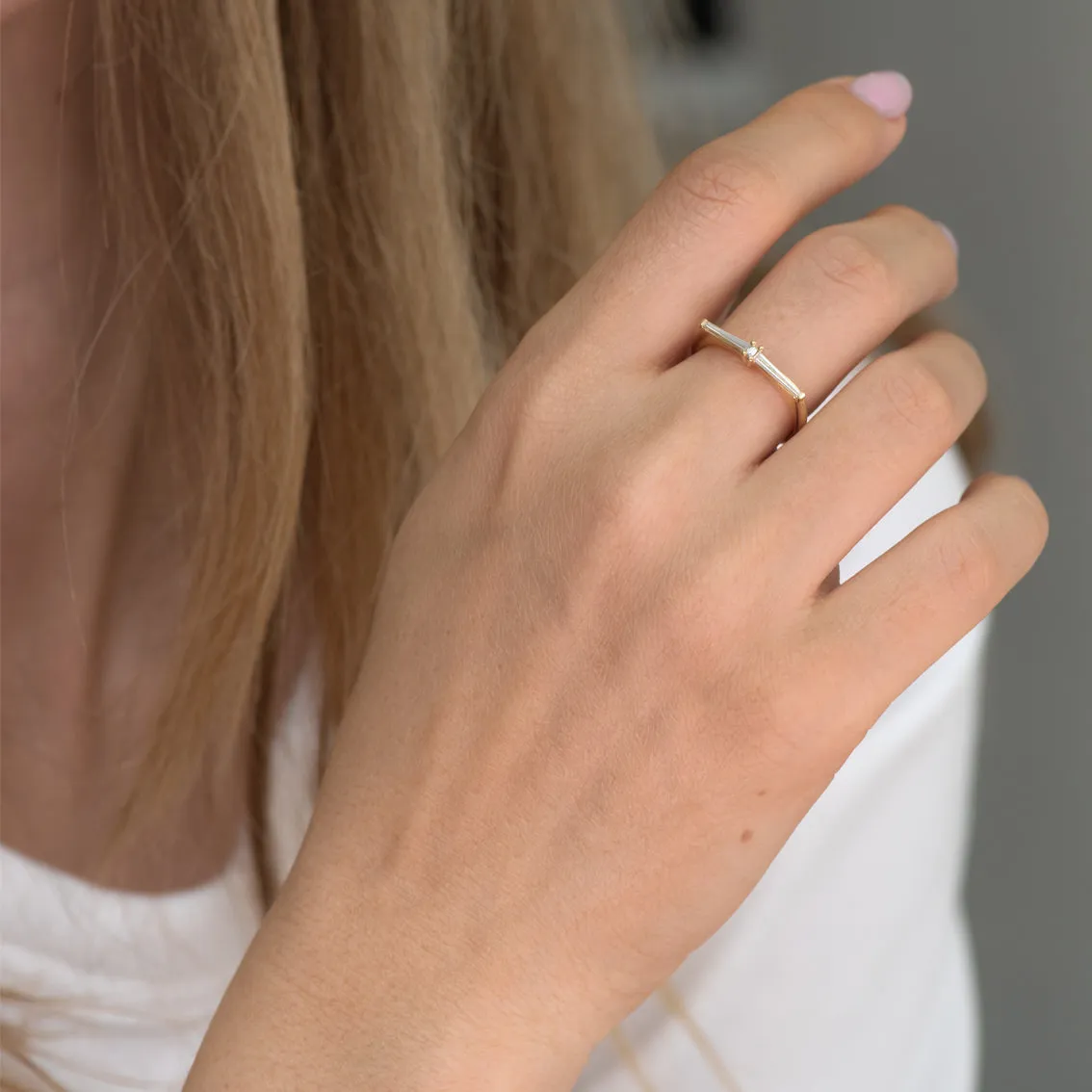 Thin Tapered Baguette Cluster Ring - Alternative Wedding Ring