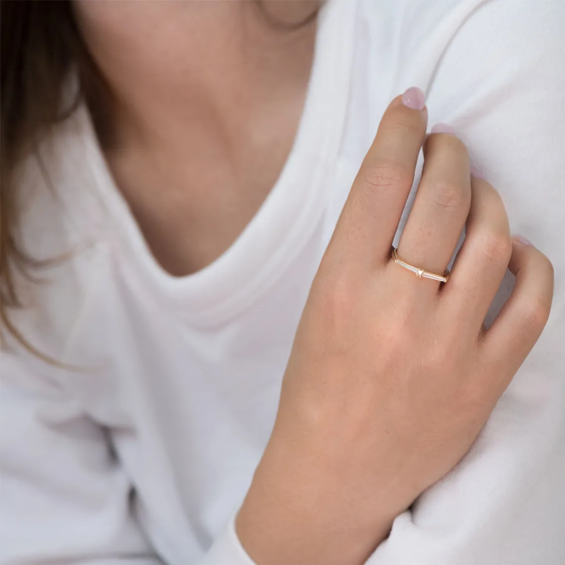 Thin Tapered Baguette Cluster Ring - Alternative Wedding Ring