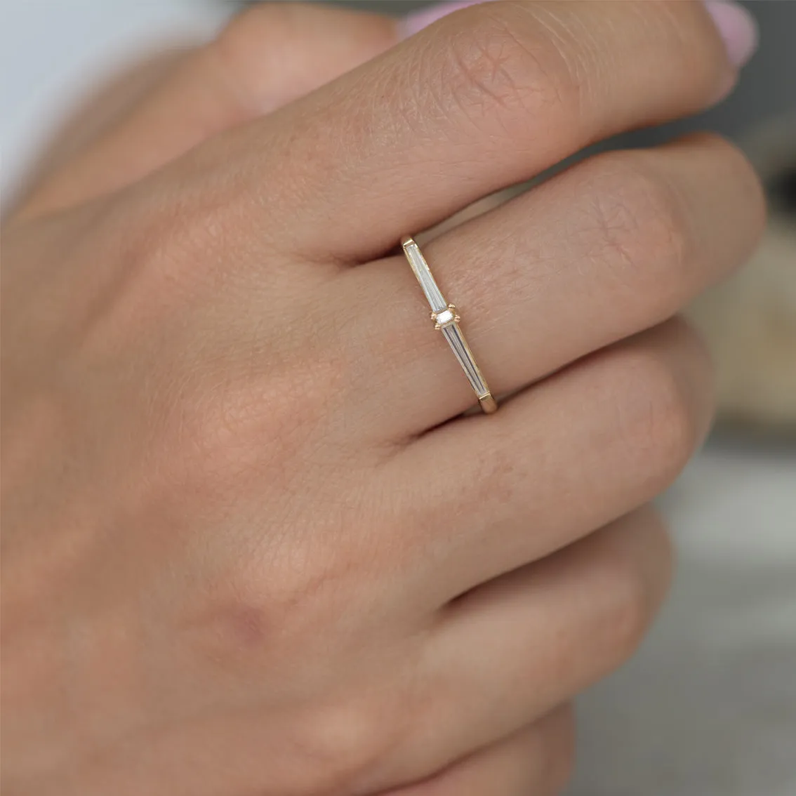 Thin Tapered Baguette Cluster Ring - Alternative Wedding Ring