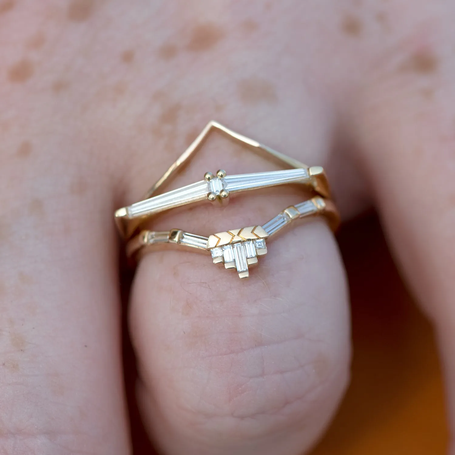 Thin Tapered Baguette Cluster Ring - Alternative Wedding Ring