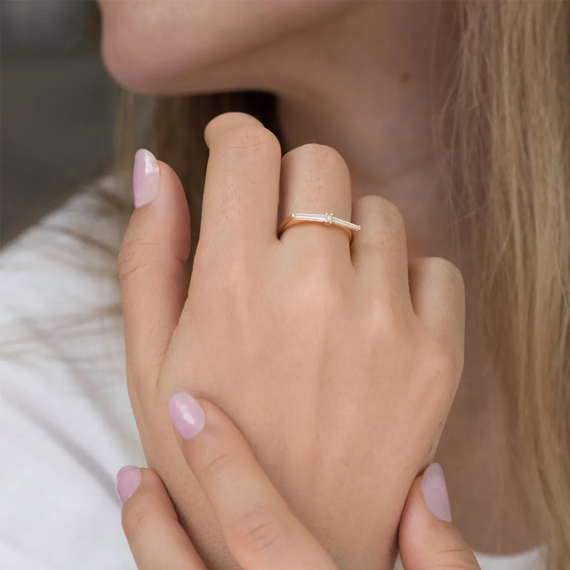 Thin Tapered Baguette Cluster Ring - Alternative Wedding Ring