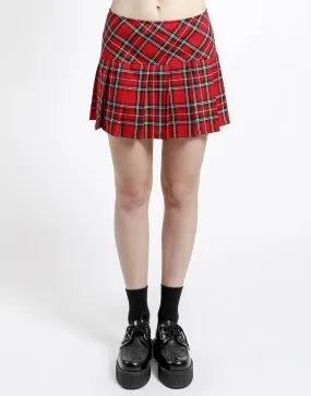 TRIPP NYC RED PLEADED PLAID MINI SKIRT