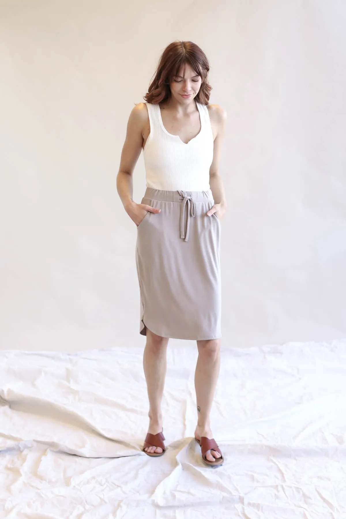 Tulip Hem Skirt With Side Pockets