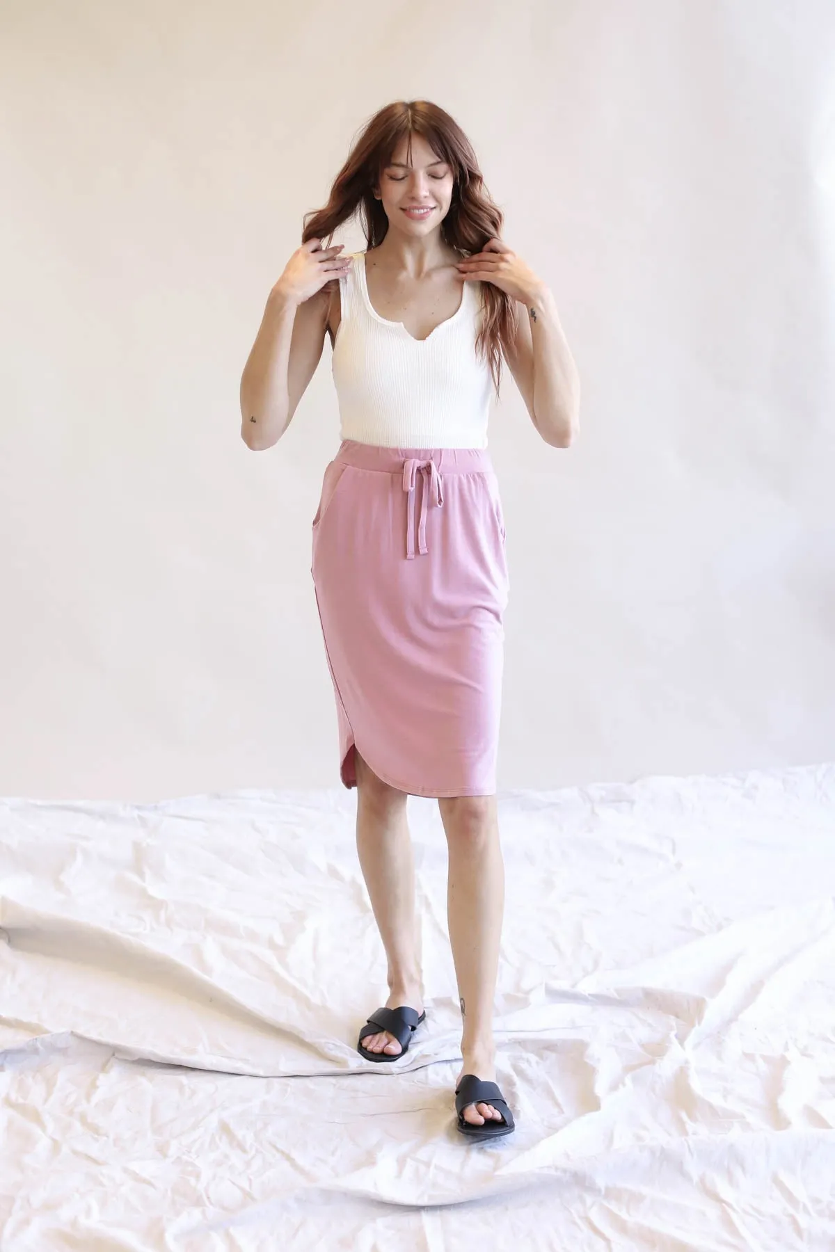 Tulip Hem Skirt With Side Pockets