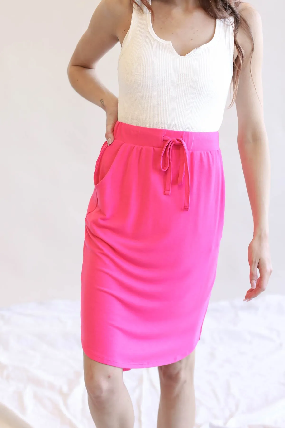 Tulip Hem Skirt With Side Pockets