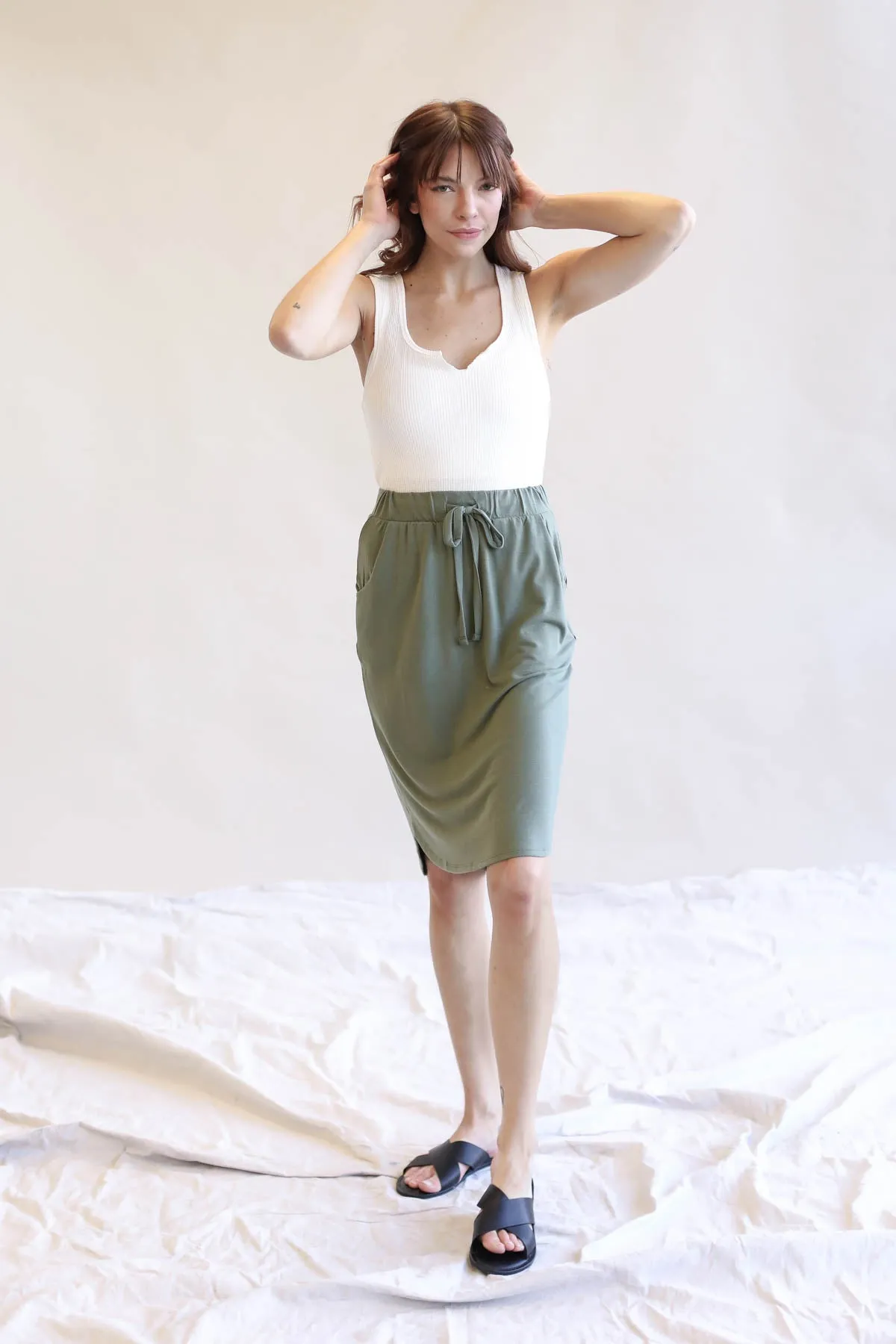 Tulip Hem Skirt With Side Pockets