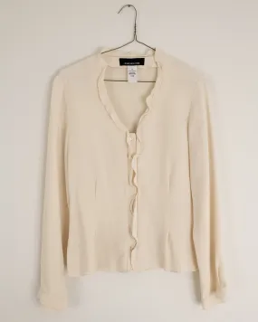 Vintage Creme Silk Ruffle Blouse (S)