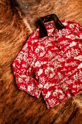 Vintage Loco Lindo Western Cowboy Print Shirt