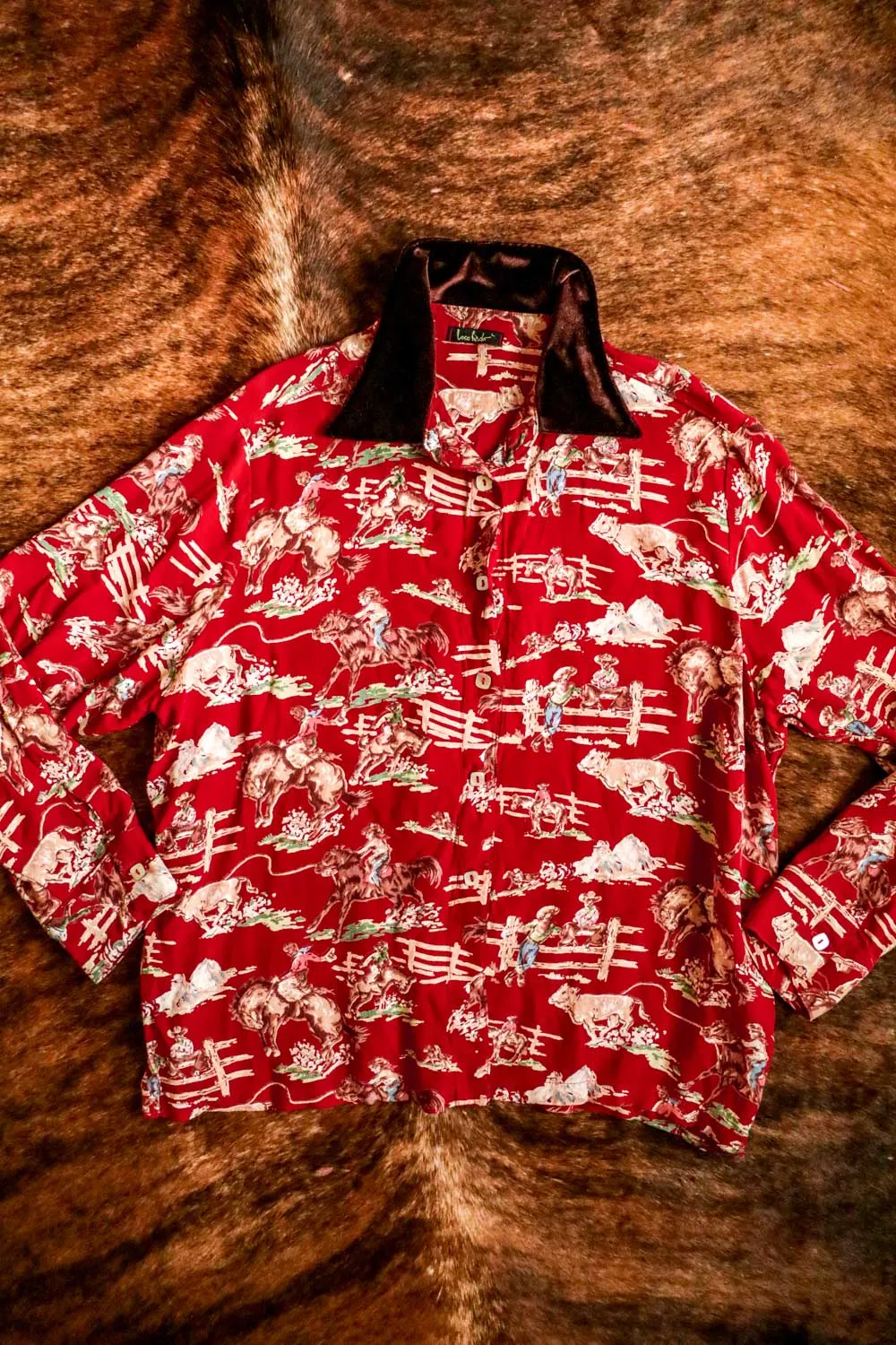 Vintage Loco Lindo Western Cowboy Print Shirt