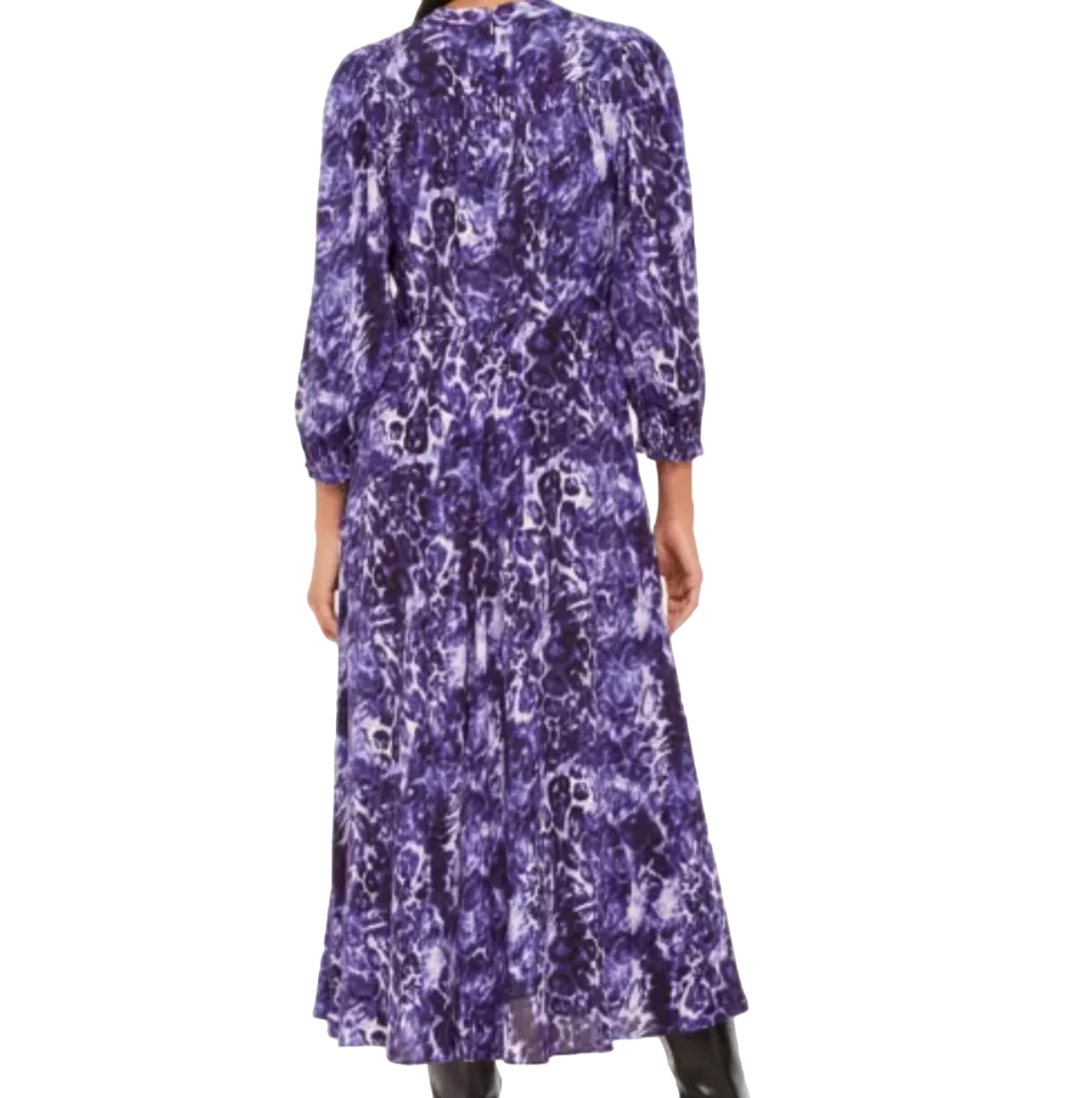 Whistles Purple Animal-print Long-sleeve Woven Midi Dress UK 12