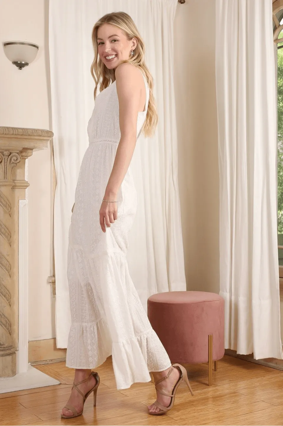 White Embroidered Maxi Dress